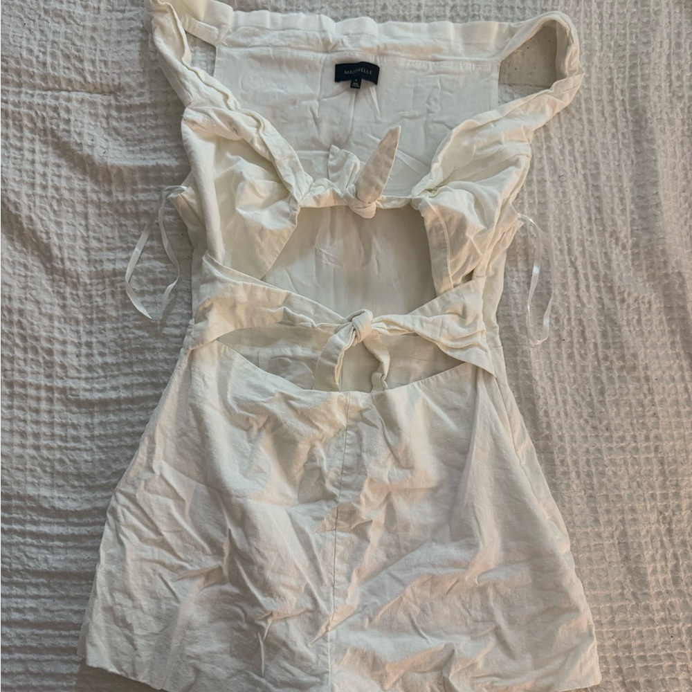 White Ruffled Cutout romper